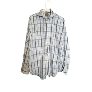 Thomas Dean Men's L Plaid Dress Shirt Long Sleeve Butto-Up Classic Fit - Picture 1 of 12