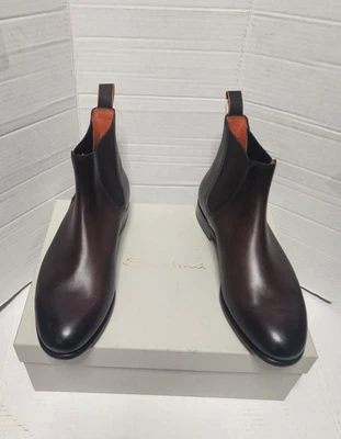 Botas Chelsea SANTONI Para Hombre Marrón Con Puntera Pulida Talla 9UK/10US Foto 1 de 4