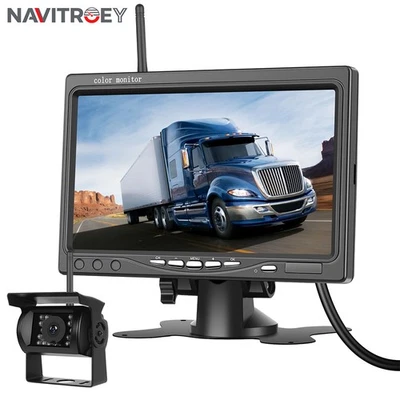 1080P Digital Wireless Rear View 7'' DVR Quad Monitor Backup Camera For Truck RV - Image 1 of 4