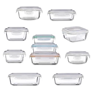 Lunch Box Food Container Freska Glass Borosilicate Airtight BPA-Free Plastic Lid - Picture 1 of 47