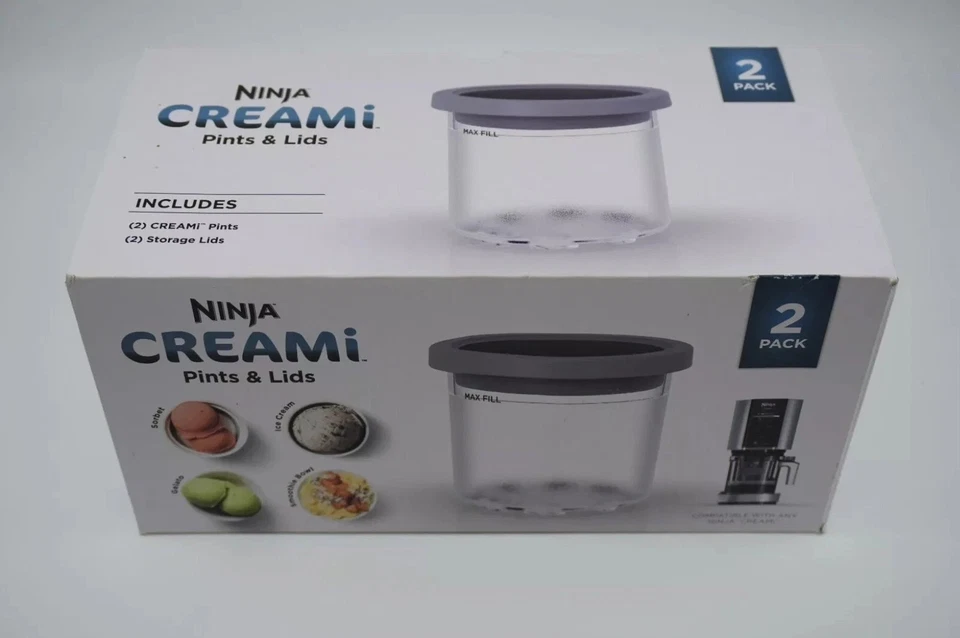 Ninja CREAMi Pint and Lid Set for NC300 Series Ice Cream Makers - 2 x 0.5 qt