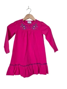 Hanna Andersson Dress Girl’s Size 5 110 Pink Flower Embroidered - Picture 1 of 6