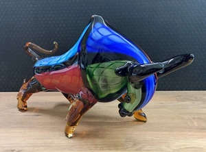 Glasfigur XL Stier Bulle Skulptur Dekofigur Glaskunst Kristallglas Bison Deko  - Bild 1 von 6
