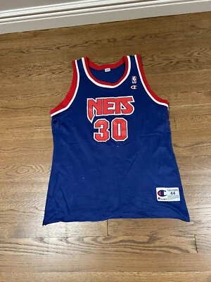 VINTAGE 1990'S KERRY KITTLES NEW JERSEY NJ NETS 30 CHAMPION MEN'S JERSEY SIZE 44 - Image 1 of 2