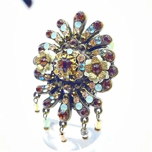 RING schöne Michal Negrin Kristalle elegante Blumen alle Größen Made in Israel - Bild 1 von 12