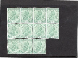 SG 1551 INDIA 1/2a GREEN WMK SINGLE STAR BLOCK OF 11 STAMPS MNH MM - Picture 1 of 1