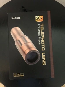 20x ZOOM Telephoto Lens w Universal Clip For Mobile Phone, HX-2006 NEW IN BOX - Picture 1 of 2
