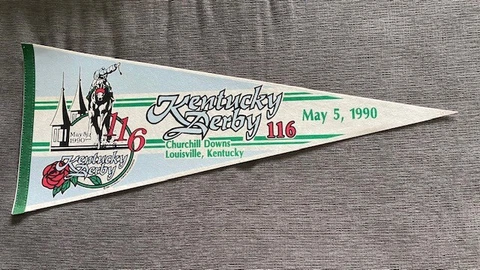 1990 Kentucky Derby Churchill Downs Horse Racing Full Size Souvenir Felt Pennant Cover