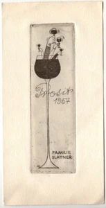 ROLF TOTTER: Neujahrsgraphik P. F. 1957 für Familie Slattner - Foto 1 di 1