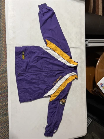 LSU TIGERS TEAM STARTER YOUTH 8/10 SMALL FULL ZIP WINDBREAKER JACKET VINTAGE Cover