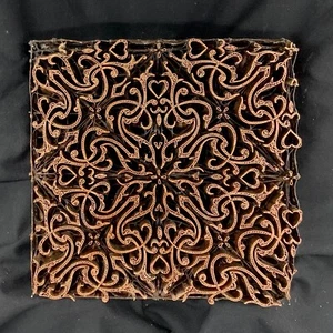 Copper Tjap Cap Chop Stamp Artisan Batik Holiday Tile 8" x 8" - Picture 1 of 2