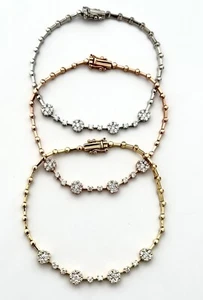 SET OF THREE BRACELETS 18K YELLOW, WHITE & ROSE GOLD, 2.61 CAR DIAM, USD $12,000 - Picture 1 of 17