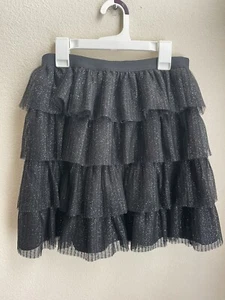 New Black Girls' Tulle Sparkle Layered Skirt - Cat & Jack Black sz 14–16 XL - Picture 1 of 3