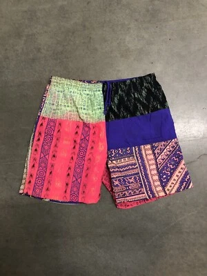 Vintage 80’s Express Surf Patch Work Abstract Tribal Nylon Shorts Men’s Medium - Изображение 1 из 4