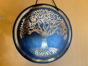 26Inches flat tree of life Gong-mantra Carved Gong In Nepal-yoga Meditation Gong - Picture 1 of 8