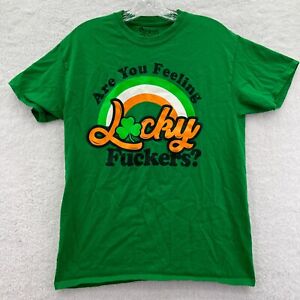 Hot Topic Irish Shirt Mens Medium Green Short Sleeve Cotton Crew Neck Funny Top