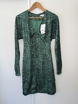 Equipment Femme Mini Dress Womens 0 Au 4 Green Animal Print V-Neck BNWT - image 1 of 4