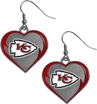 SISKIYOU Kansas City Chiefs NFL Heart Dangle Earrings