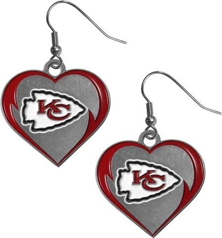 Kansas City Chiefs NFL Heart Dangle Earrings Cover