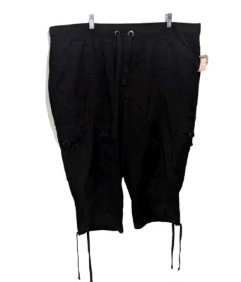 NWT Dressbarn Cargo Cropped Pants Black Womens 24W Cotton Blend Plus Size    #40 - Image 1 of 4