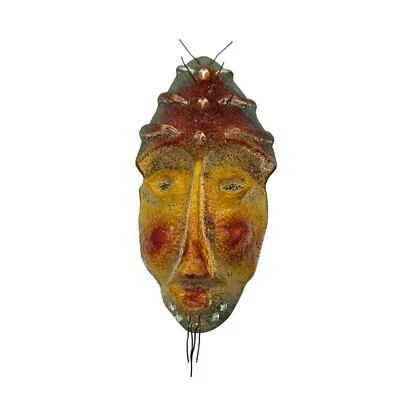 Máscara facial de vidrio artística firmada por Diane Ferland Cassandre montaje en pared arte popular Canadá Foto 1 de 4