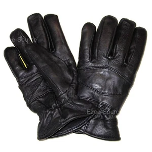 MENS WOMENS PREMIUM LEATHER WINTER DRIVING THICK INSULATED WARM GLOVES - V7N - Picture 1 of 6