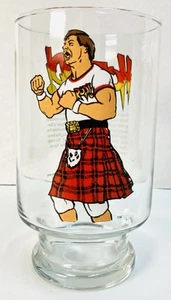 Tasse en verre à bière vintage années 80 Rowdy Roddy Piper HOT ROD WWE WWF lutte transparente - Photo 1/7
