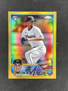 2023 Topps Chrome Update Eury Perez Rookie Gold Refractor /50 #USC100 Marlins - Picture 1 of 2
