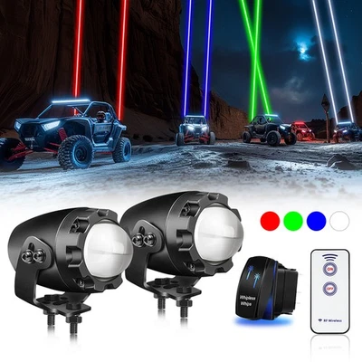 Luces láser RGB LED látigo antena sin látigo control remoto para ATV UTV Can Am Polaris RZR Foto 1 de 4
