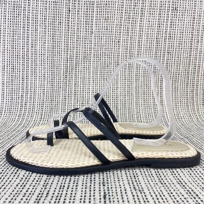 Sandalias planas Kaanas con tiras talla 9 suela tejida negra resort minimalista euro verano Foto 1 de 4