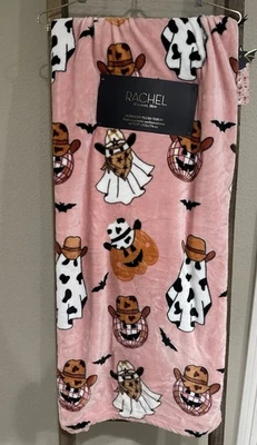 Manta Rachel Roy Halloween ROSA Vaquero Occidental Disco Calabaza Fantasma NUEVA Foto 1 de 4