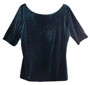 Boden Velvet Top Size 10 12 Deep Emerald Green Short Sleeve Boat Neck Low Back - Picture 1 of 12