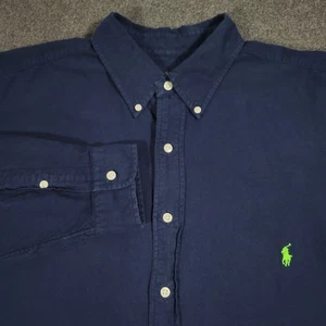 Ralph Lauren Shirt Mens XLT XL Tall Navy Blue contrast Neon Green Pony - Picture 1 of 11