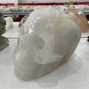 54,6 lb 9,4" Grande Natural Transparente Cuarzo Calavera Escultura Cristal Tallado Energía - Imagen 1 de 6