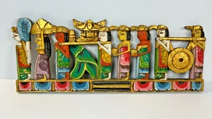Balinese Procession Hand Painted Wood Carving - 60cm - Picture 1 of 2