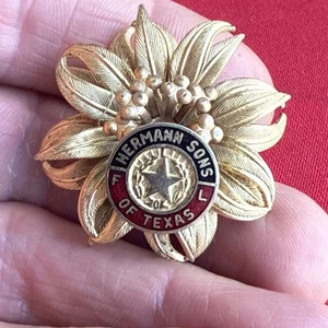 Vintage Hermann Sons Of Texas Gold Tone Enameled Brooch - Picture 1 of 5