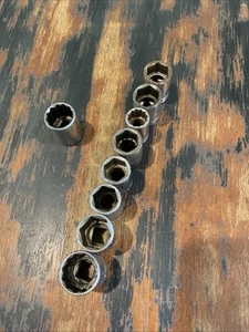 Vintage Proto Professional 1/2" Drive SAE 8 pc Socket Set Made in USA Plus Extra - Picture 1 of 24