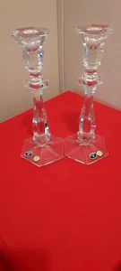 Pair of Vintage Bohemia 24% Crystal Candlestick Holders  Czech  Rep. 10" - Picture 1 of 4