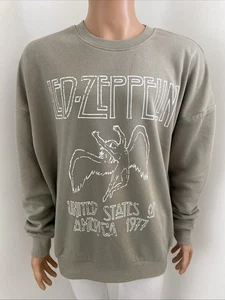 XL Fleece Jumper w Led Zeppelin United States Of America 1977 Music Pattern Band - Picture 1 of 12