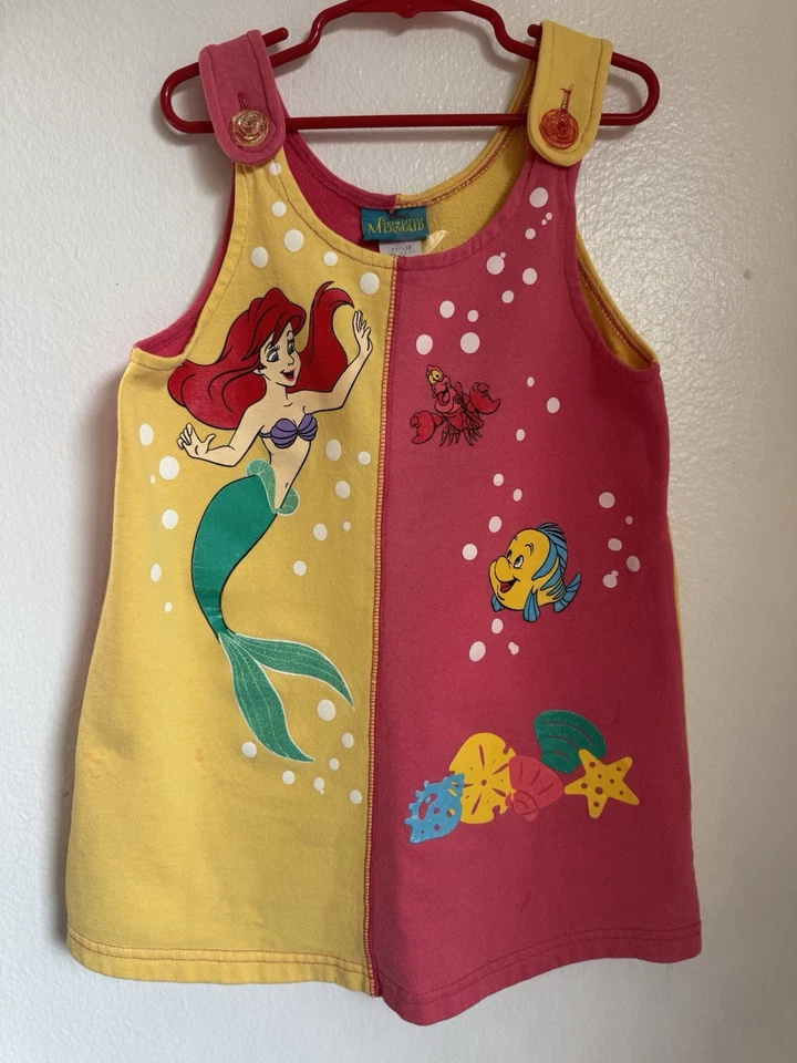 Vestido Ariel Sirenita Disney Vintage Años 90 6X Hecho en EE. UU. Platija Sebastian Foto 1 de 4