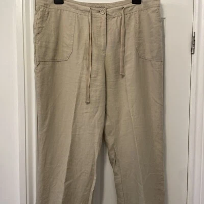 Pantalón Laura Ashley Beige 100% Lino Talla 16 Foto 1 de 4