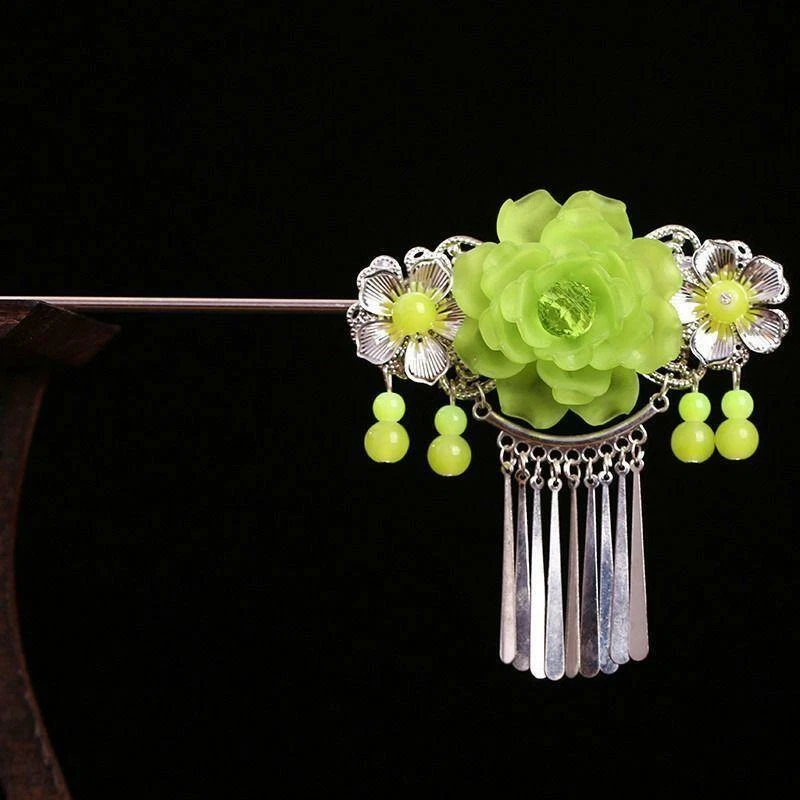 Древний женщин девочка Hanfu кисточки шпильки для волос палочка шаг встряхнуть сплава головной убор (B - Изображение 1 из 4