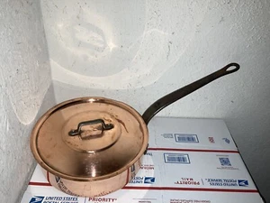 Vintage französischer Kupfertopf Herstellung Franchise Topf 9-3/8"" mit Deckel - Bild 1 von 7