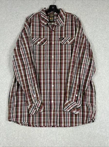 VTG G-Unit Men 2XL Heavyweight Raw Material Cotton Plaid Stripe Button Shirt - Picture 1 of 12