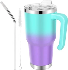 Tumbler with Straw Lid & Handle 30oz Travel Mug Stainless Steel Insulated NEW - Bild 1 von 6