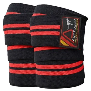 POWER LIFTING KNEE WRAPS BODYBUILDING Weight lifting STRAPS WRAPS BRACE - Picture 1 of 10