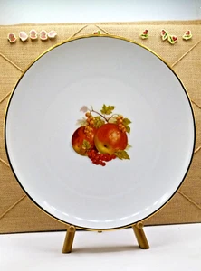 Vtg Hutschenreuther German Apple Berries Gold Rimmed Fruit Dessert Plate 12.5" - Picture 1 of 8