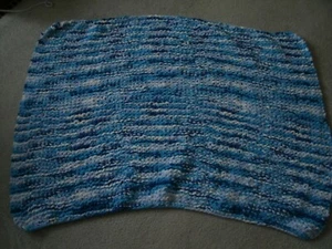 Handmade Knit Bernat Baby Blanket/Super Soft/Multiple Blue Color/30 X 42 Inches - Picture 1 of 4