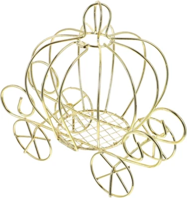 Pumpkin Carriage Candy Box Decorative Metal Carriage Centerpiece Gold Wire Princ - Image 1 of 4