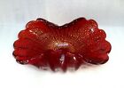LARGE MURANO VENETIAN  BAROVIER & TOSO  RED  AND GOLD  ART  GLASS  BOWL  VASE